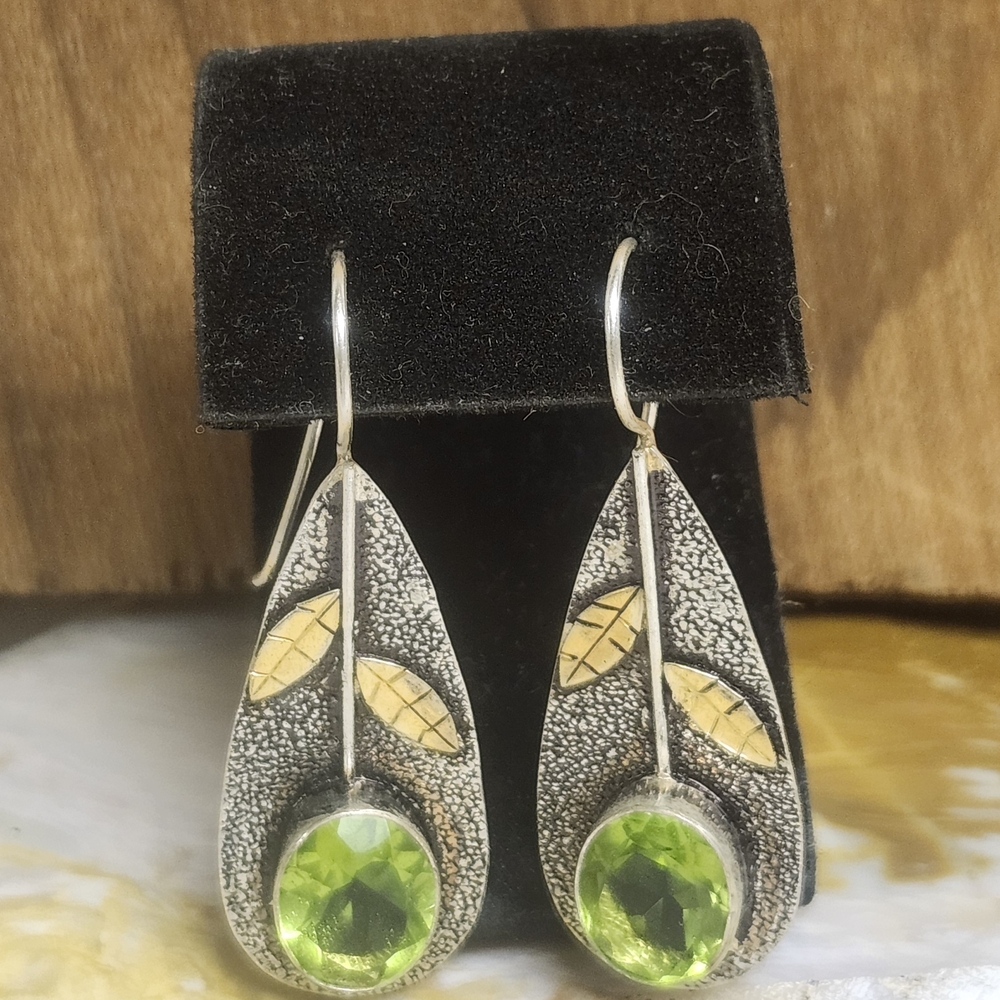 Sterling Silver Peridot Floral Earrings